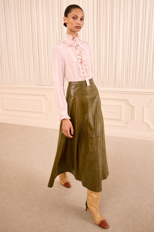 Catroux Long Sleeve Silk Blouse - Powder