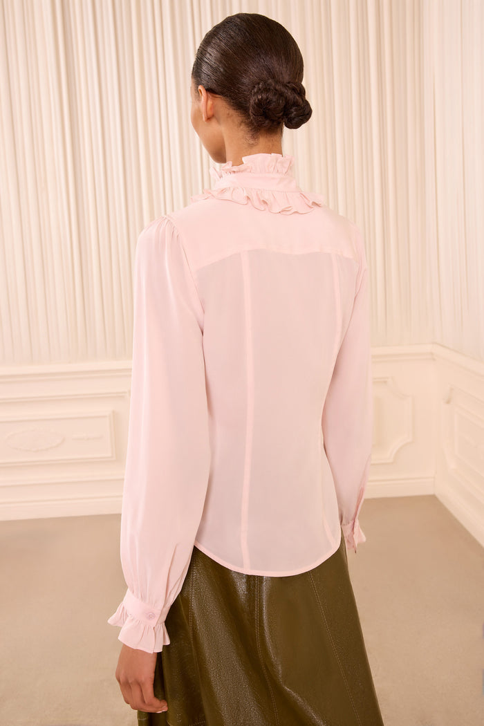 Catroux Long Sleeve Silk Blouse - Powder