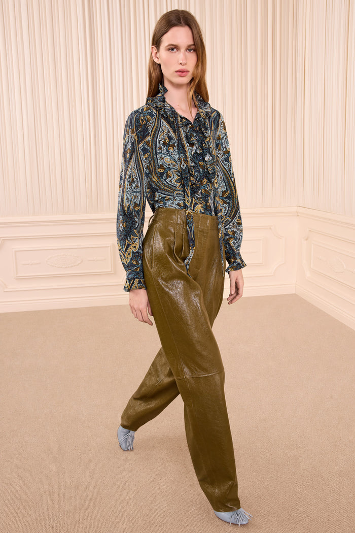 Catroux Long Sleeve Silk Blouse - Prussian
