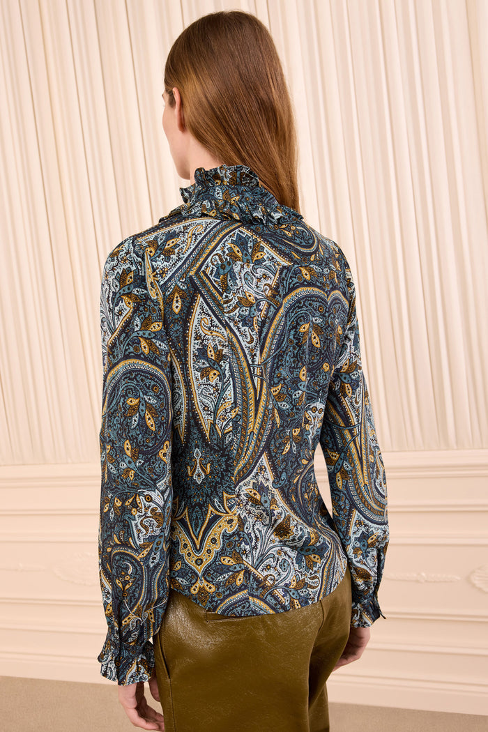 Catroux Long Sleeve Silk Blouse - Prussian
