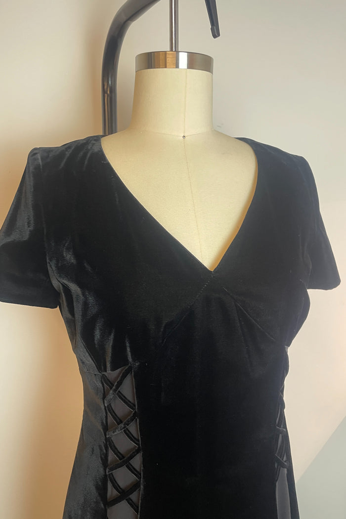 Celine Velvet Lace Up Mini Dress image 1