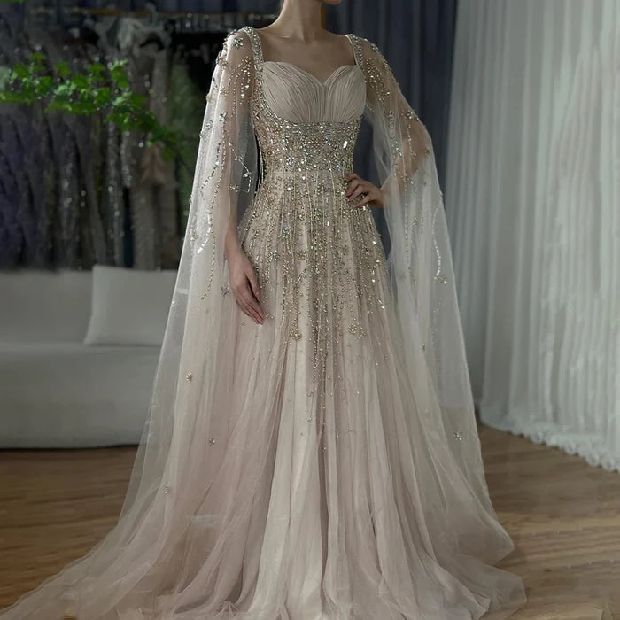 Champagne Dubai Evening Dresses Luxury Women Wedding Party Gown LA72390 - SERENE HILL
