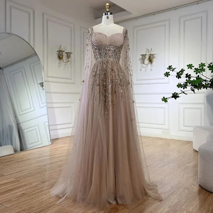 Champagne Dubai Evening Dresses Luxury Women Wedding Party Gown LA72390 - SERENE HILL