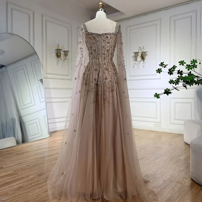 Champagne Dubai Evening Dresses Luxury Women Wedding Party Gown LA72390 - SERENE HILL