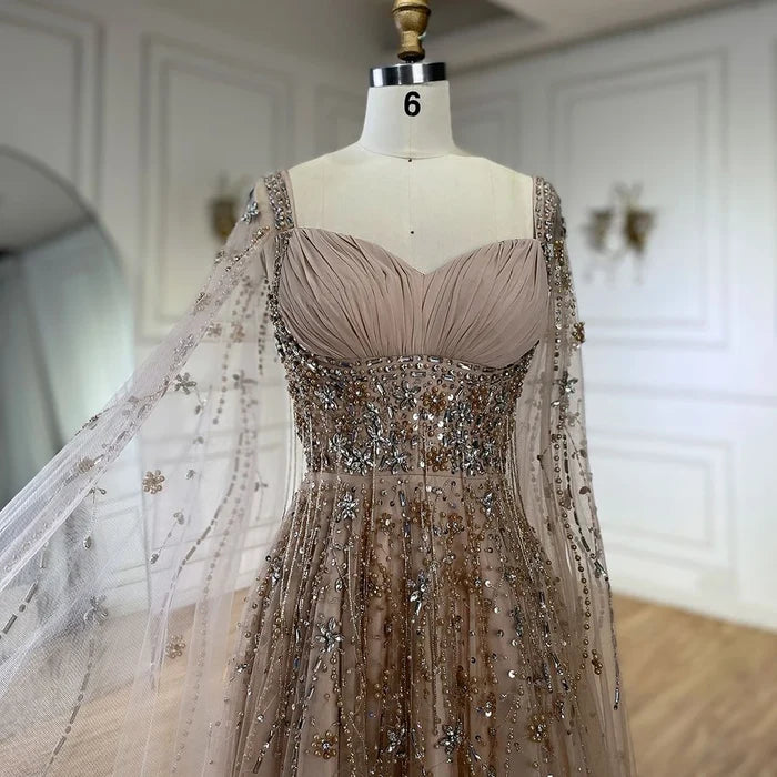 Champagne Dubai Evening Dresses Luxury Women Wedding Party Gown LA72390 - SERENE HILL