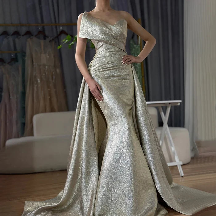 Champagne Mermaid Elegant Evening Dresses Gowns 2025 Sleeveless Simple For Women Party Serene Hill LA70626A - SERENE HILL
