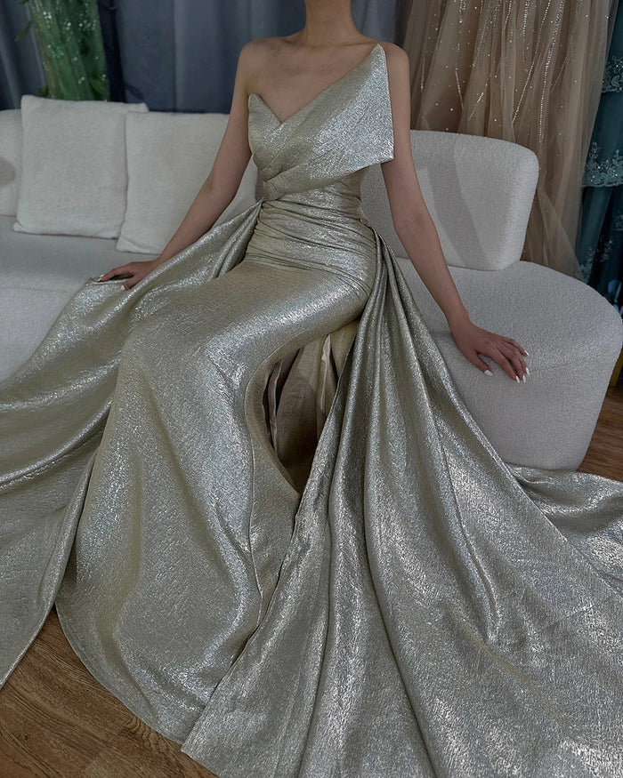 Champagne Mermaid Elegant Evening Dresses Gowns 2025 Sleeveless Simple For Women Party Serene Hill LA70626A - SERENE HILL