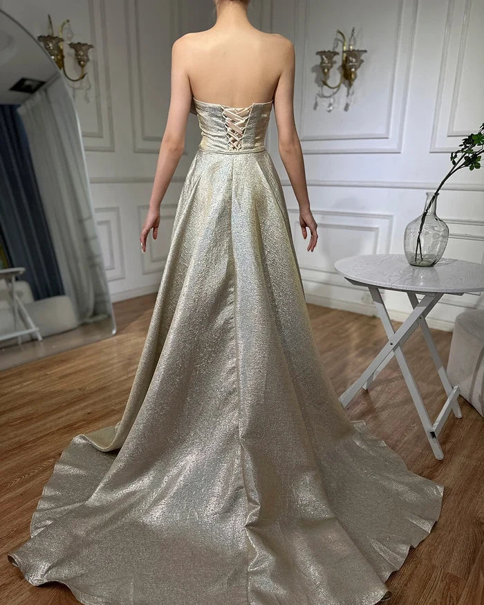 Champagne Mermaid Elegant Evening Dresses Gowns 2025 Sleeveless Simple For Women Party Serene Hill LA70626A - SERENE HILL