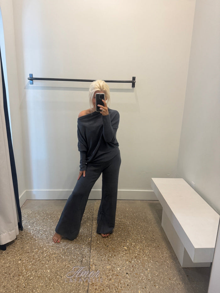 Charcoal Asymmetrical Sweater - Amor Lafayette