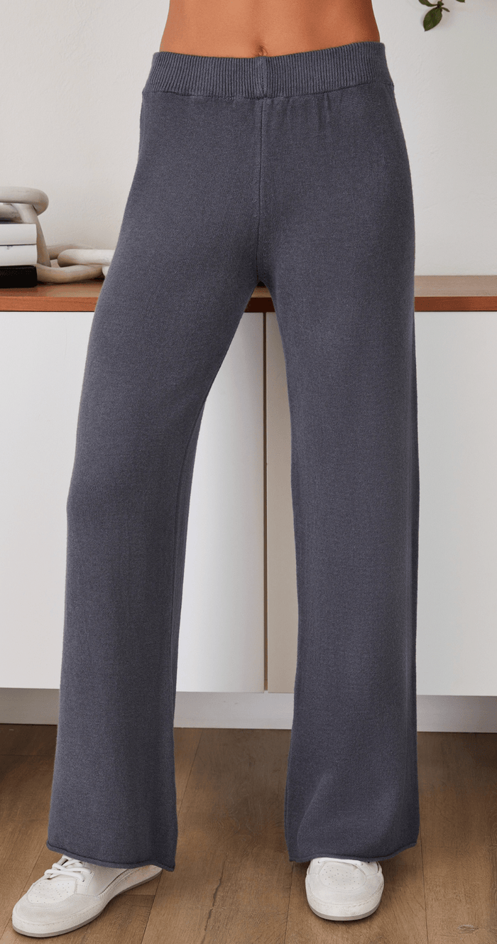 Charcoal Italian Knit Flared Pant - Amor Lafayette