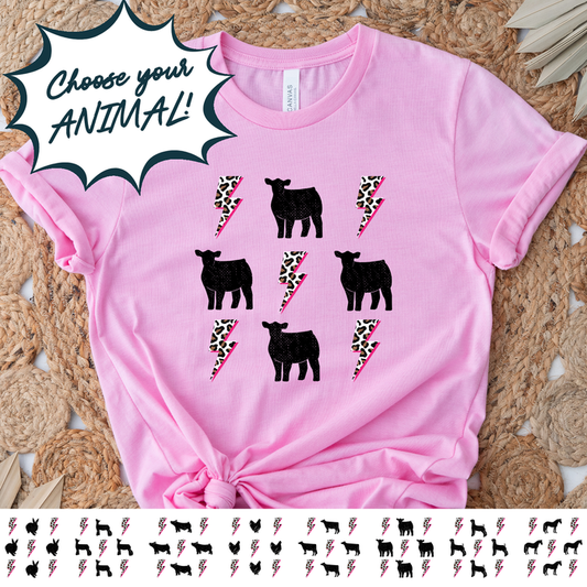 CHEETAH BOLT ANIMALS - CHOOSE YOUR ANIMAL - Bella Canvas T-Shirt