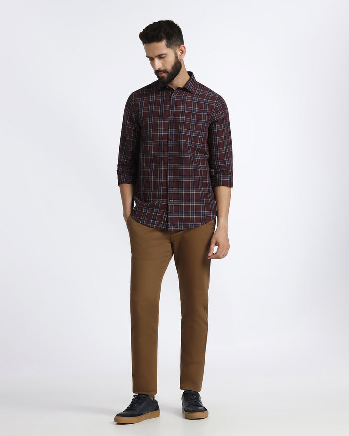 Cherry Lacquer Linen Check Shirt - Madrik