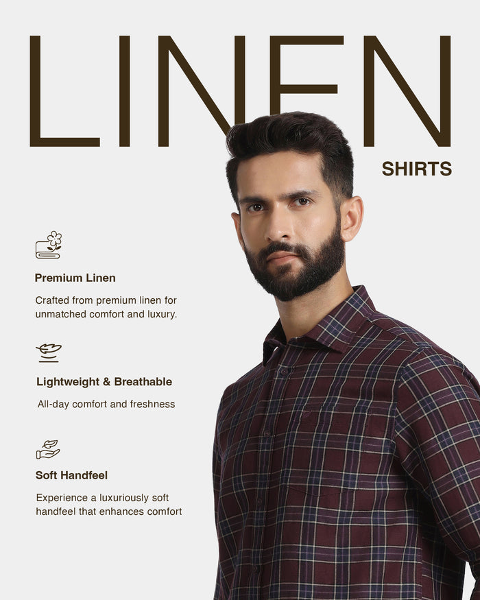 Cherry Lacquer Linen Check Shirt - Madrik