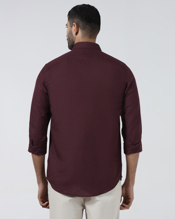 Cherry Lacquer Linen Solid Shirt - Salmon