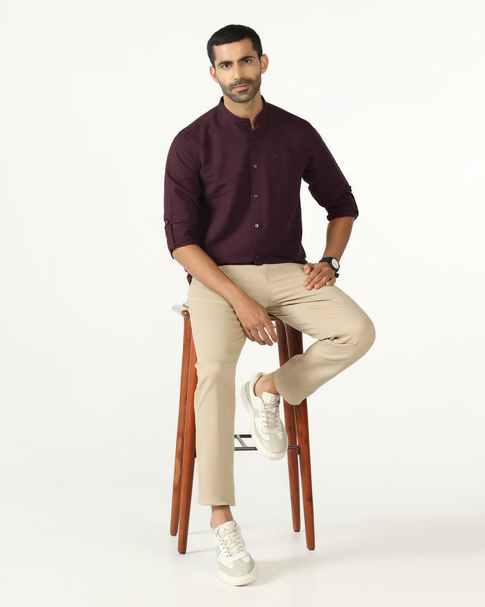 Cherry Lacquer Linen Solid Shirt - Salmon