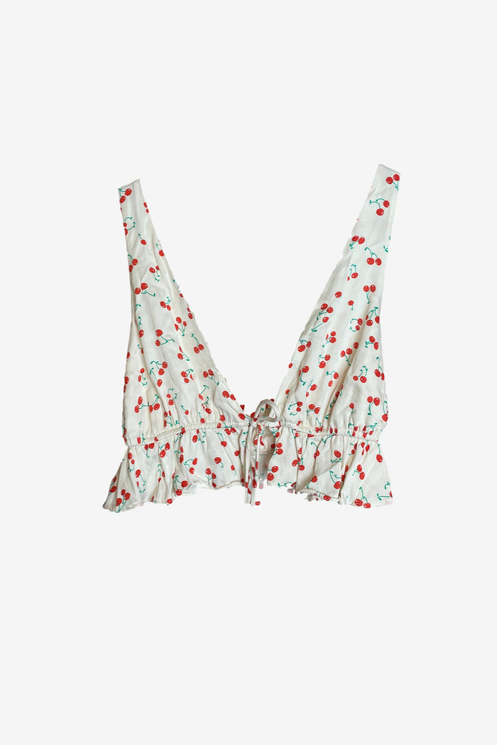 Cherry Tie Crop Ruffle Top image 0