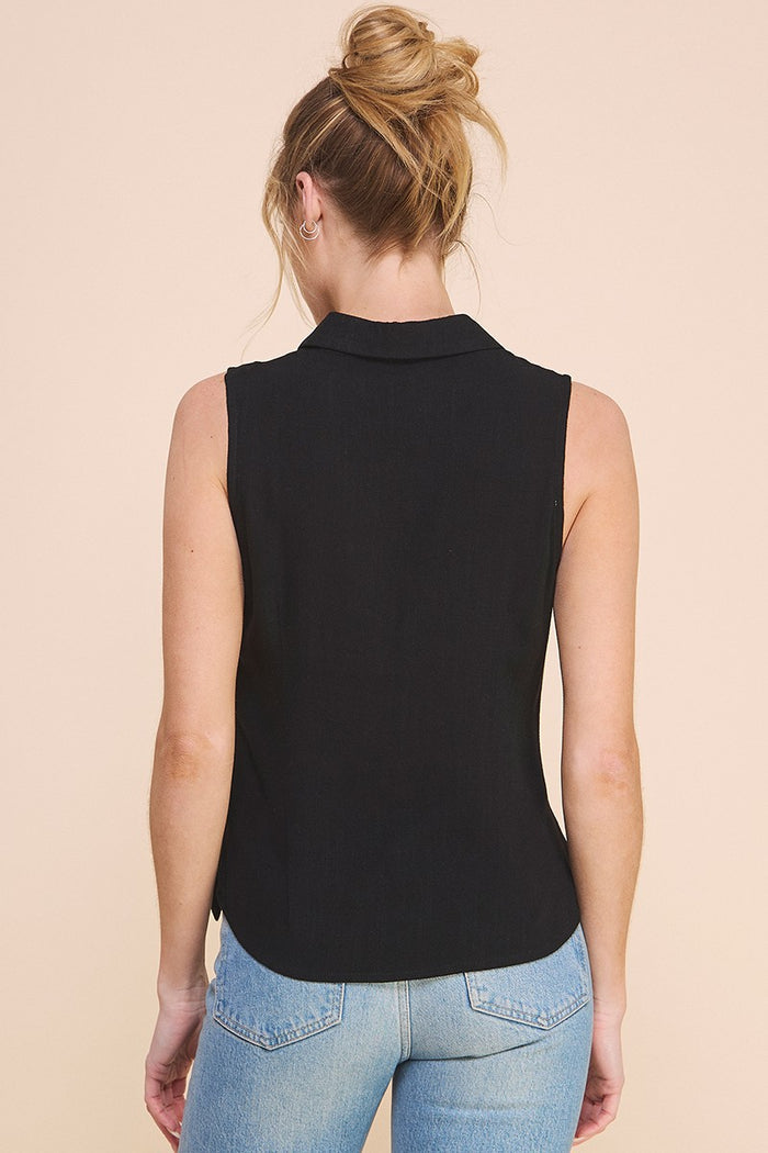 Chloe Wrap-Tie Sleeveless Blouse
