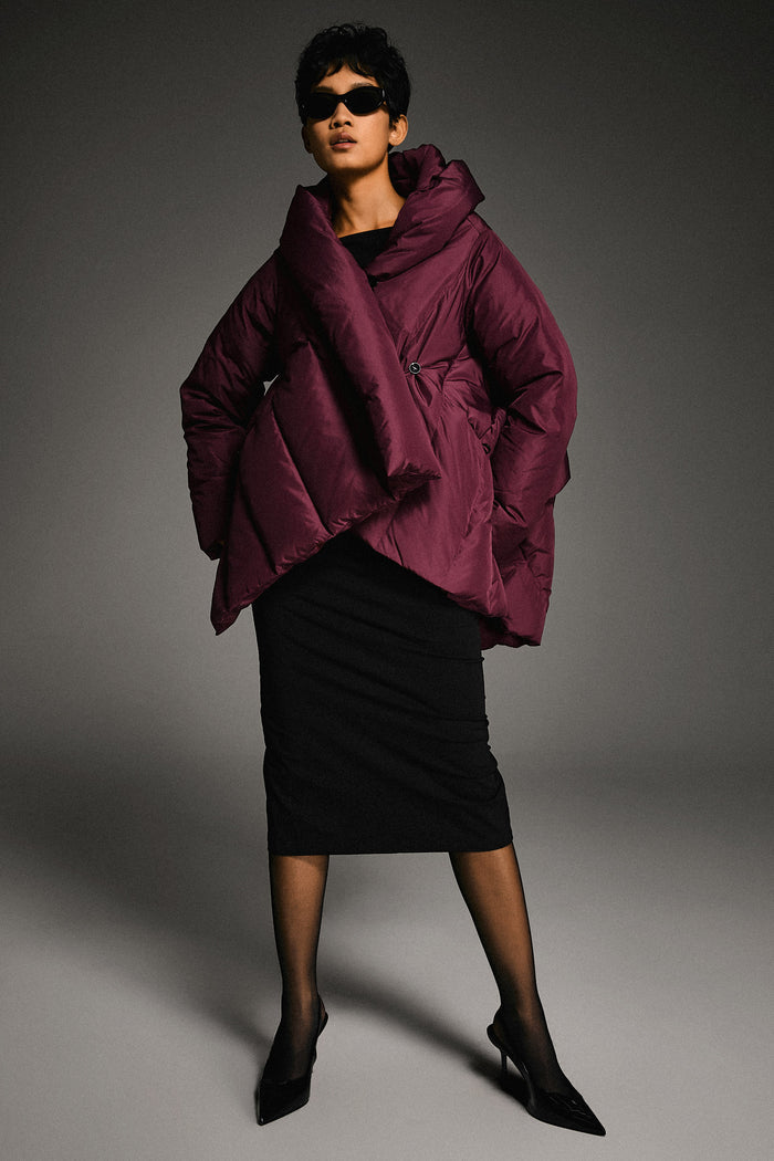 Orolay-Cloak Puffer Down Coat-#color_wine red