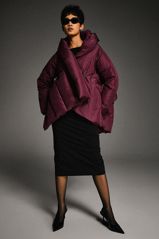 Orolay-Cloak Puffer Down Coat-#color_wine red