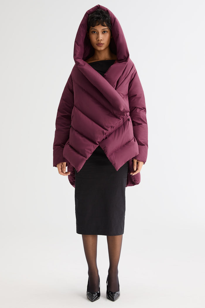 Orolay-Cloak Puffer Down Coat-#color_wine red