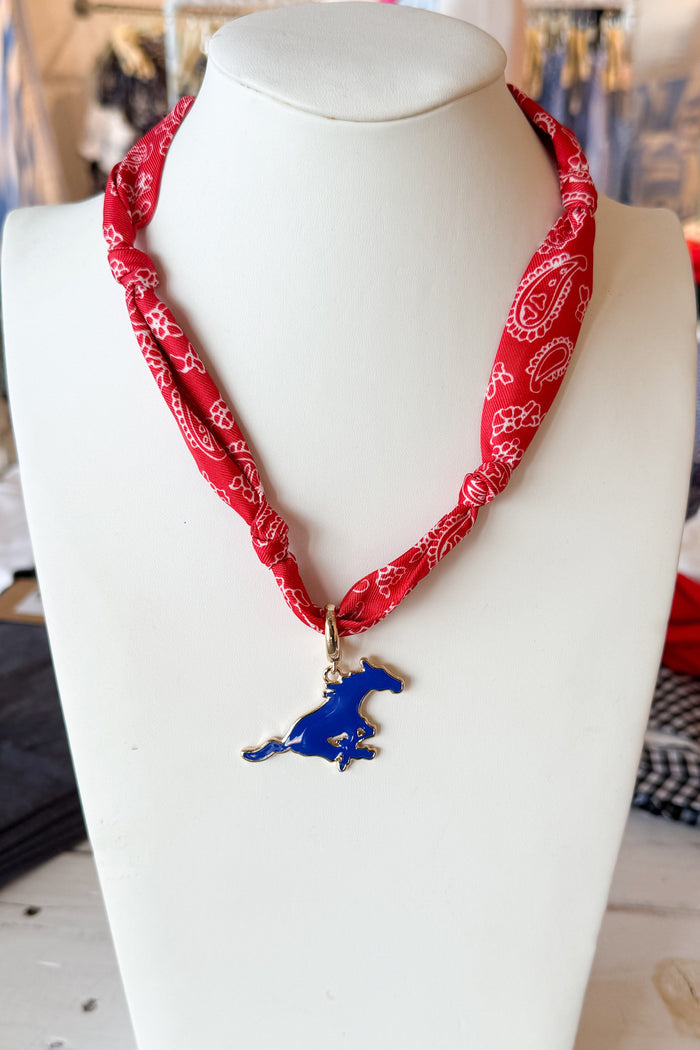College Bandana Scarf Necklace SMU, adeline boutique, dallas boutique, boutique