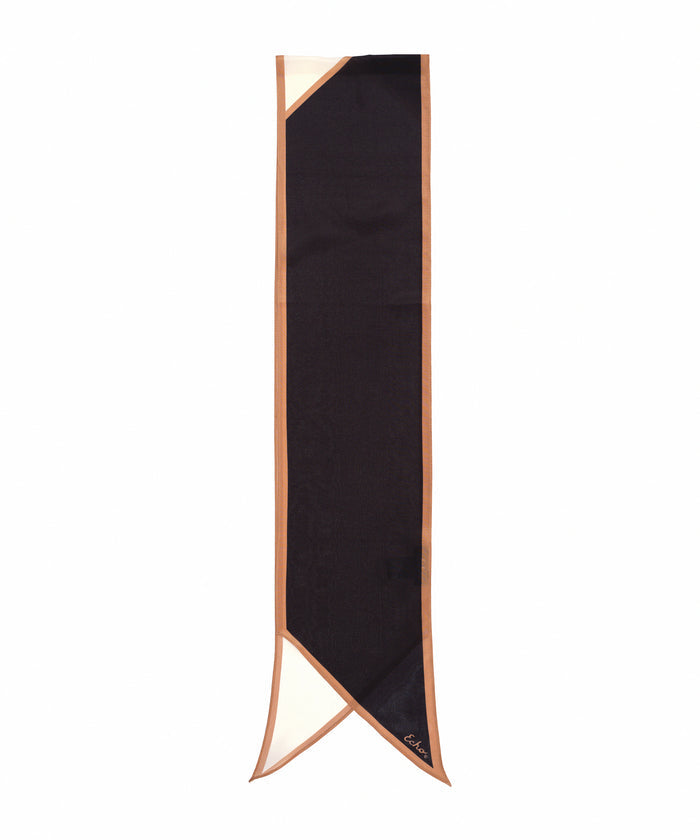 Colorblock Silk Bias Scarf in color black