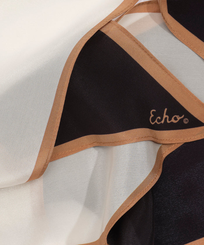 Colorblock Silk Bias Scarf in color black