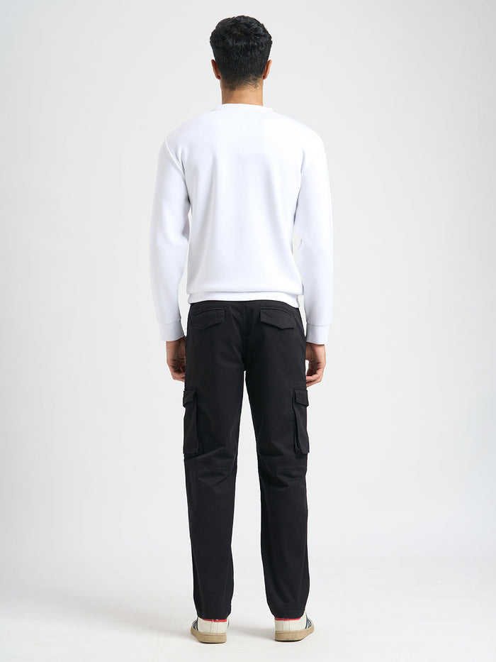 Cotton Regular Fit Cargos - Black