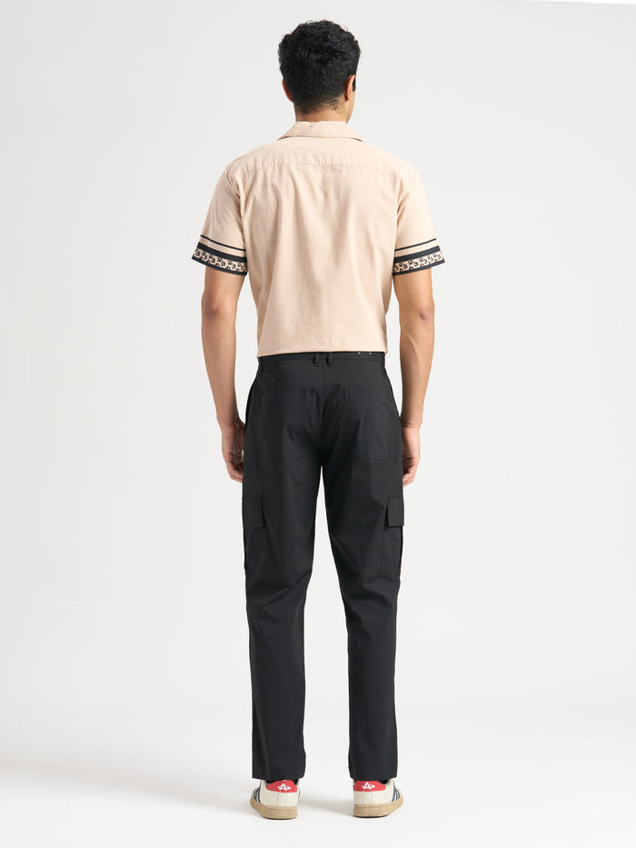 Cotton Regular Fit Cargos - Black