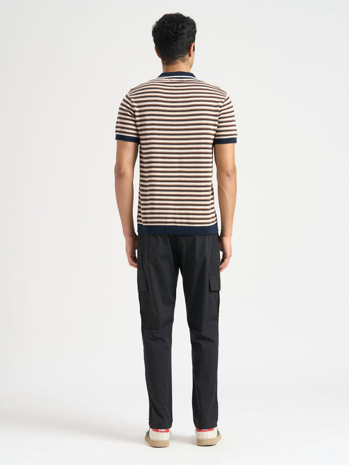 Cotton Striped Knitted Polo