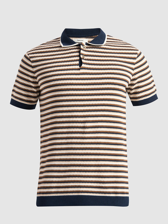 Cotton Striped Knitted Polo