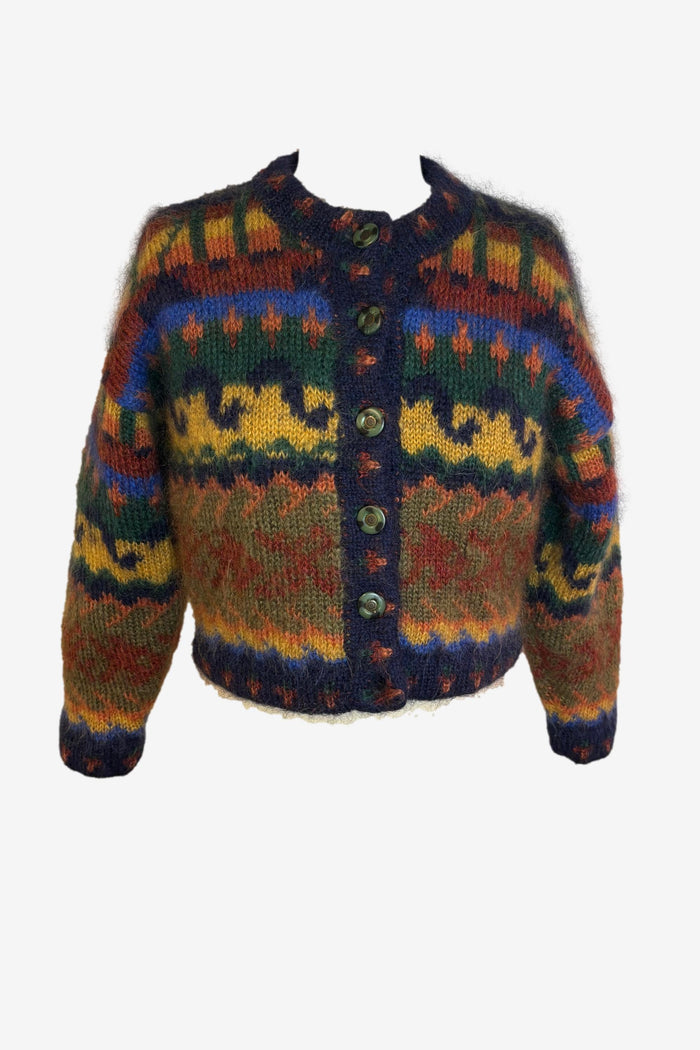 Cropped Mohair Multicoloured Cardigan