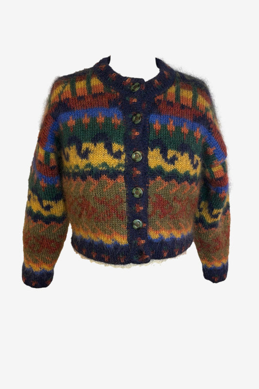Cropped Mohair Multicoloured Cardigan