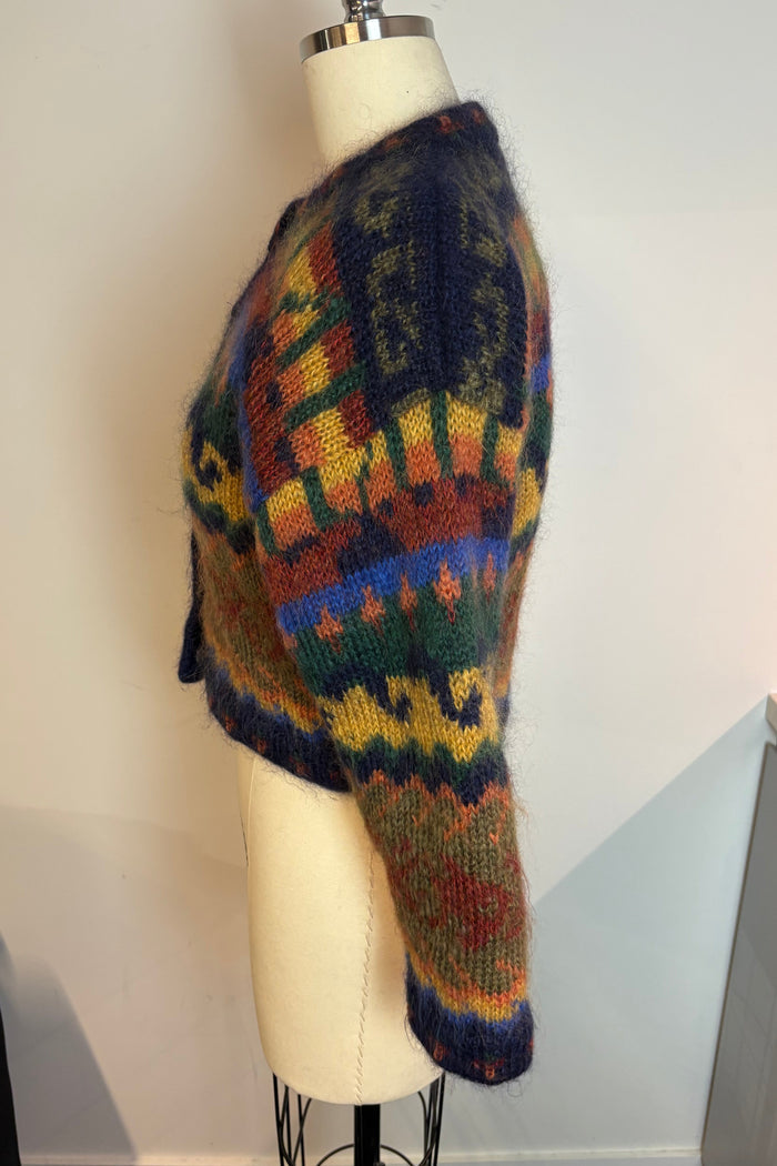 Cropped Mohair Multicoloured Cardigan