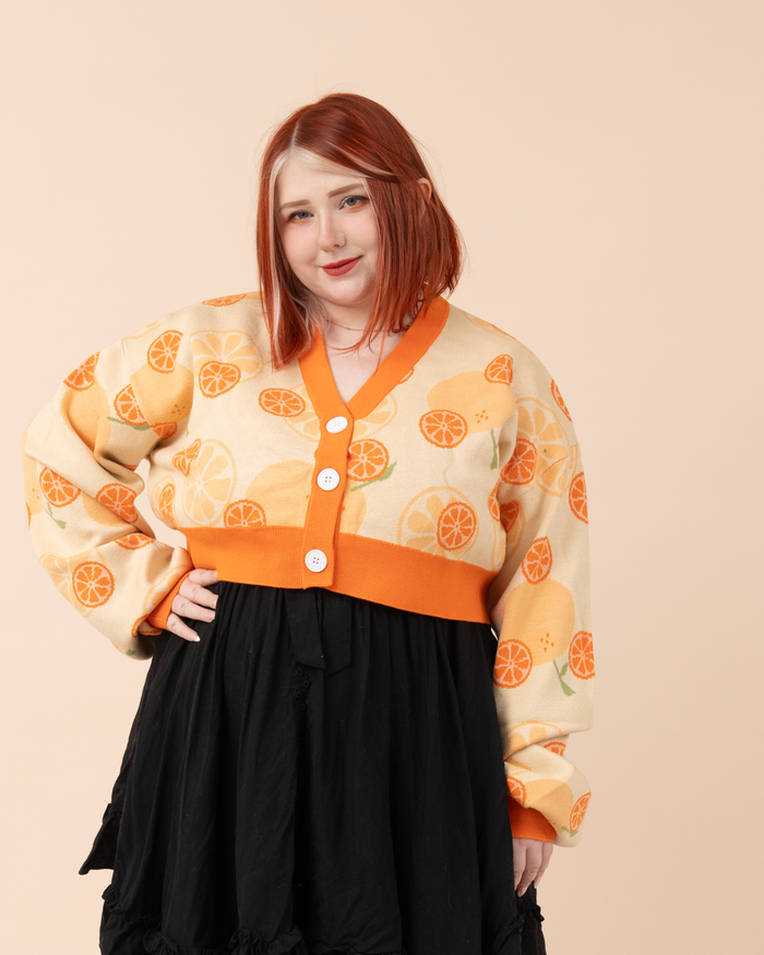 Cropped Orange Cardigan