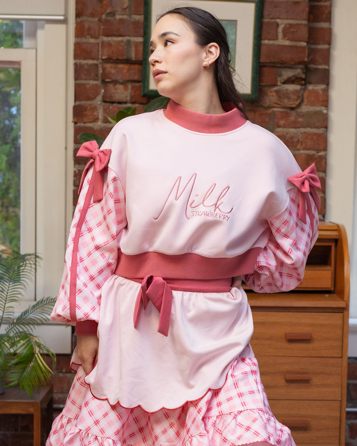 Cropped Strawberry Milk Sweater