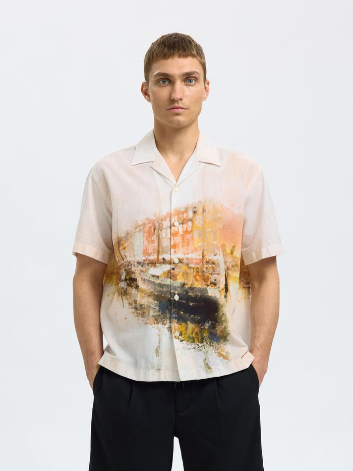 Cuban Collar Printed Shirt