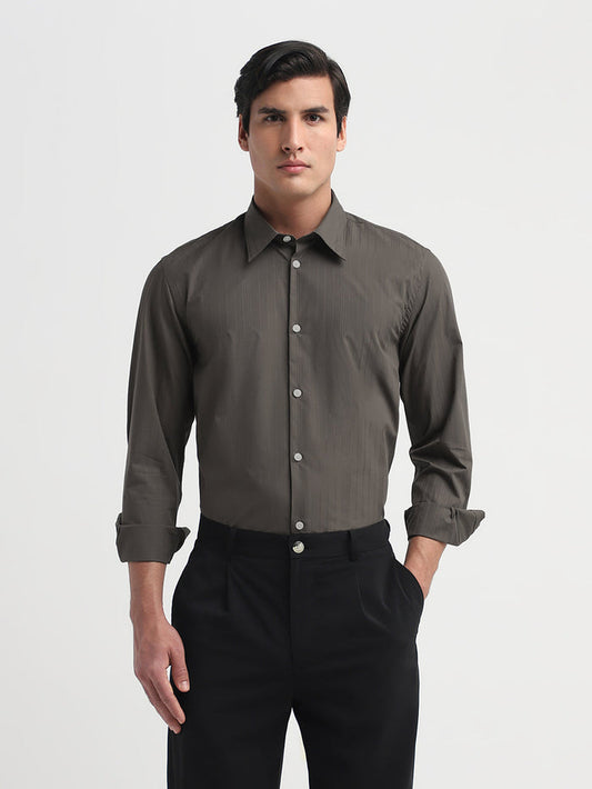 Dan Cotton Dobby Shirt - Brown