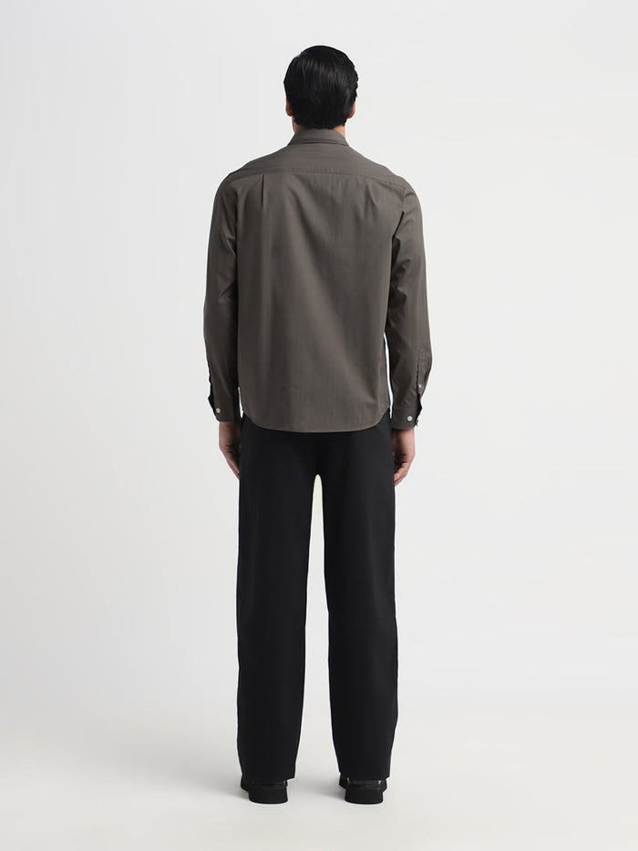 Dan Cotton Dobby Shirt - Brown