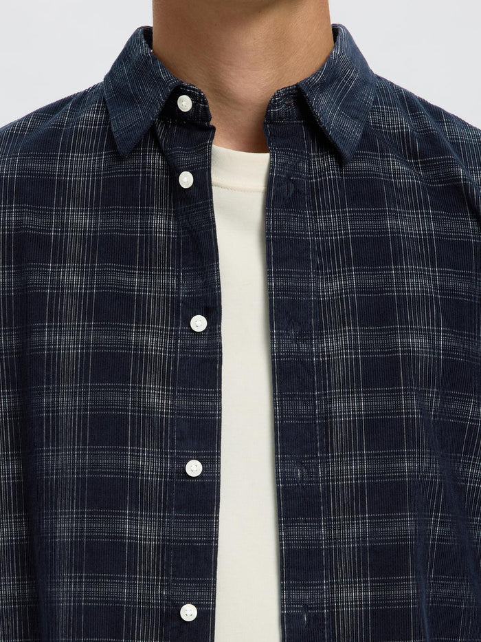 Dark Blue Corduroy Check Shirt