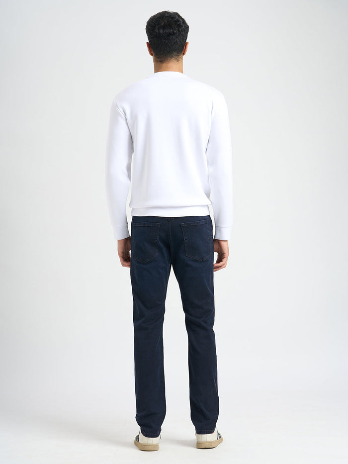 Dark Blue Mid Rise Straight Fit Jeans