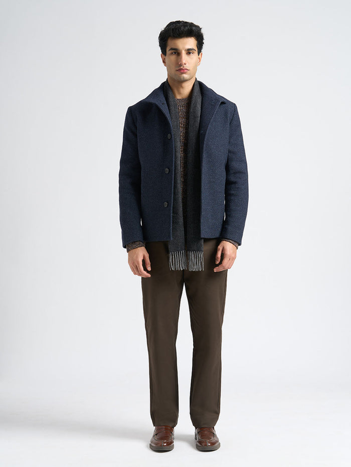 Dark Blue Wool Blend Jacket