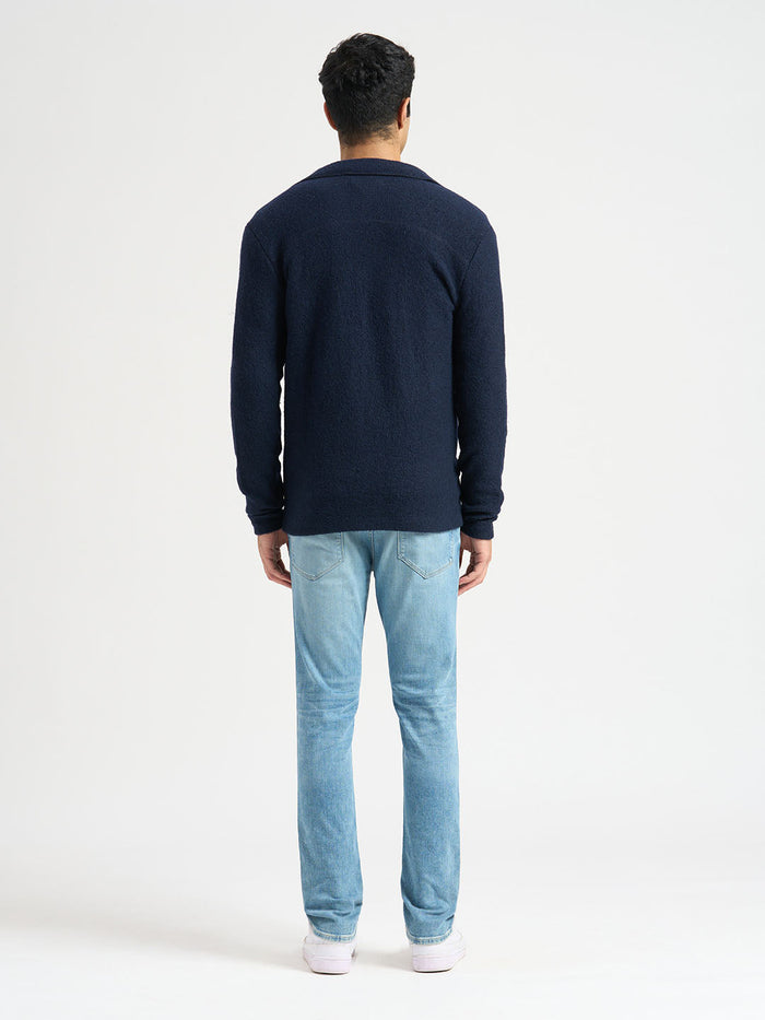 Dark Blue Wool Workwear Cardigan