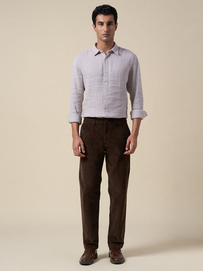 Dark Brown Corduroy Straight Fit Pants