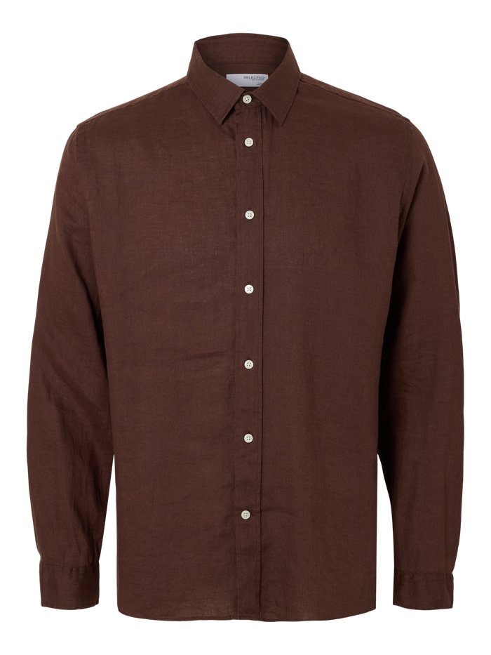 Dark Brown Linen Regular Fit Shirt
