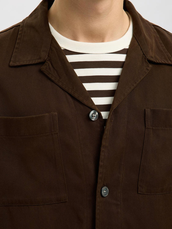 Dark Brown Regular Fit Overshirt
