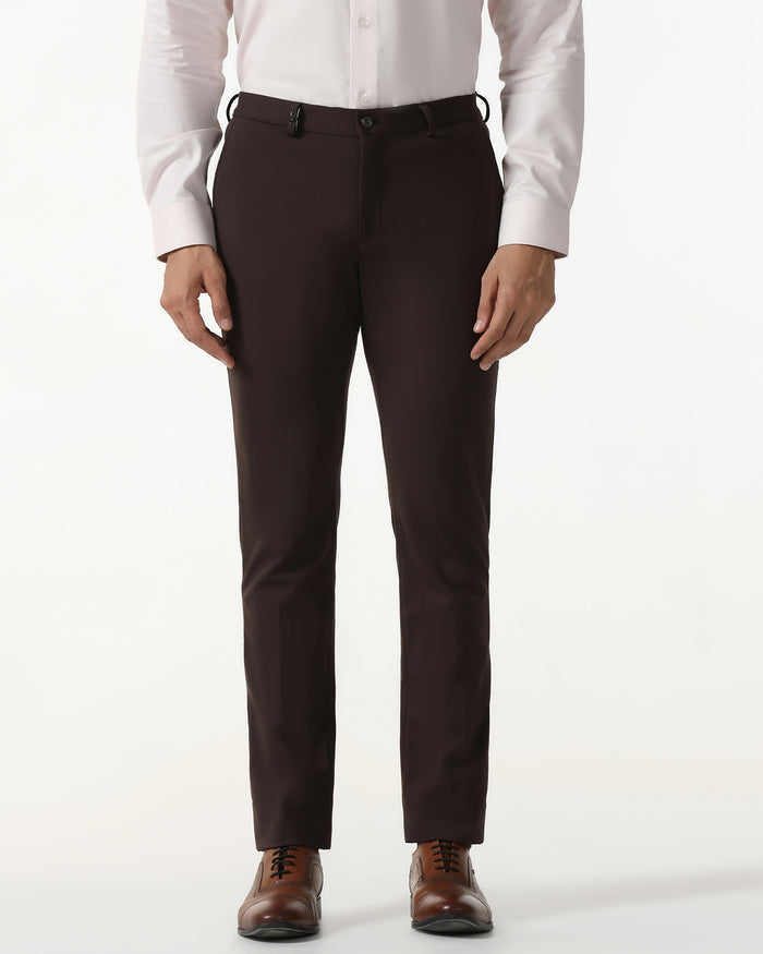 Dark Brown Solid Trouser - Oak