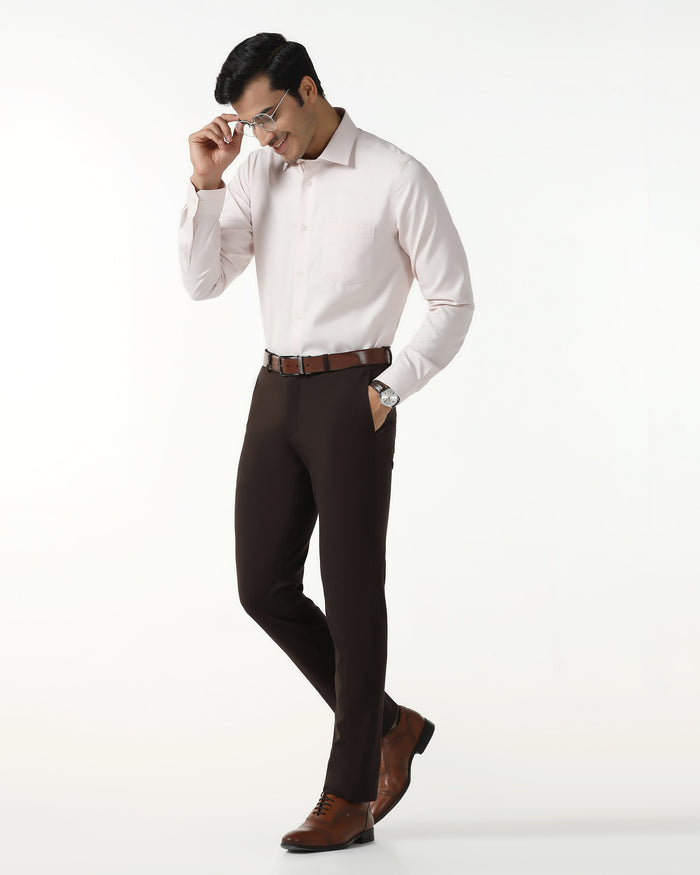 Dark Brown Solid Trouser - Oak