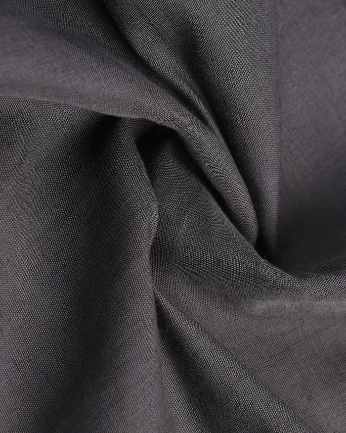 Dark Grey Half Sleeve Linen Solid Shirt - Salmon