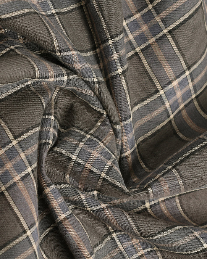 Dark Grey Linen Check Shirt - Madrik